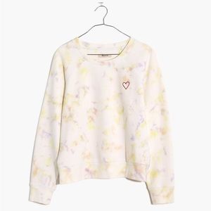 Heart Embroidered (Re)sourced Cotton Sweatshirt in Tie-Dye
